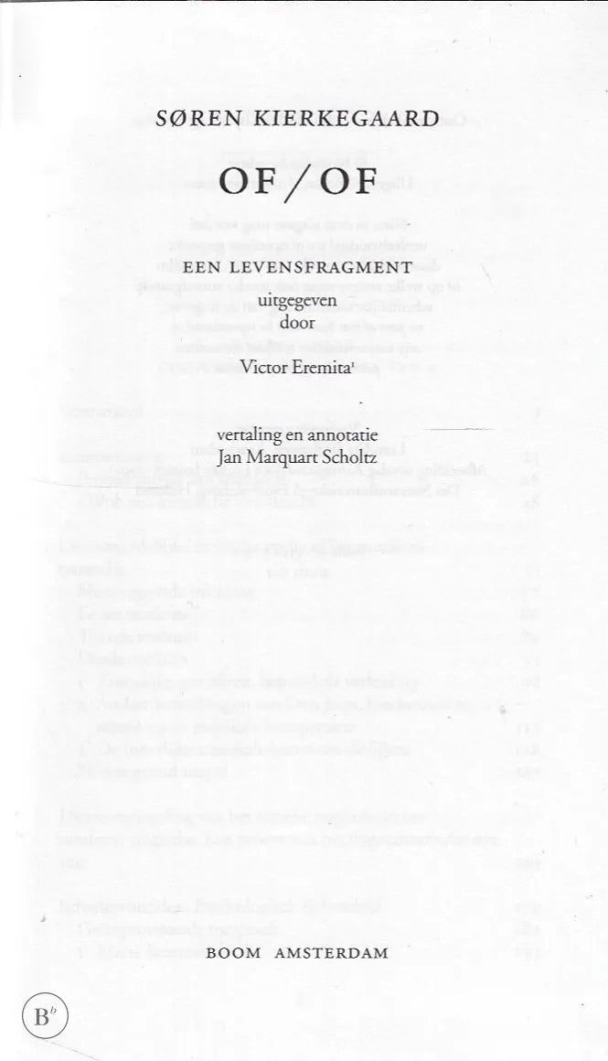 Omslag van Of/Of door Soren Kierkegaard, tweedehands boek bij Boekhandel Bloks