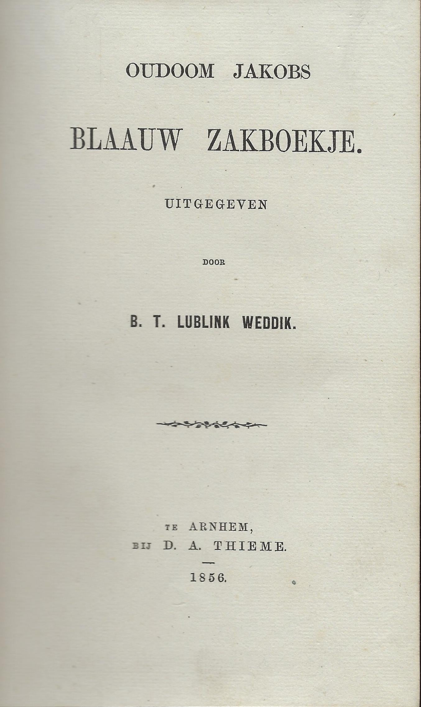 Oudoom Jakobs Blaauw zakboekje