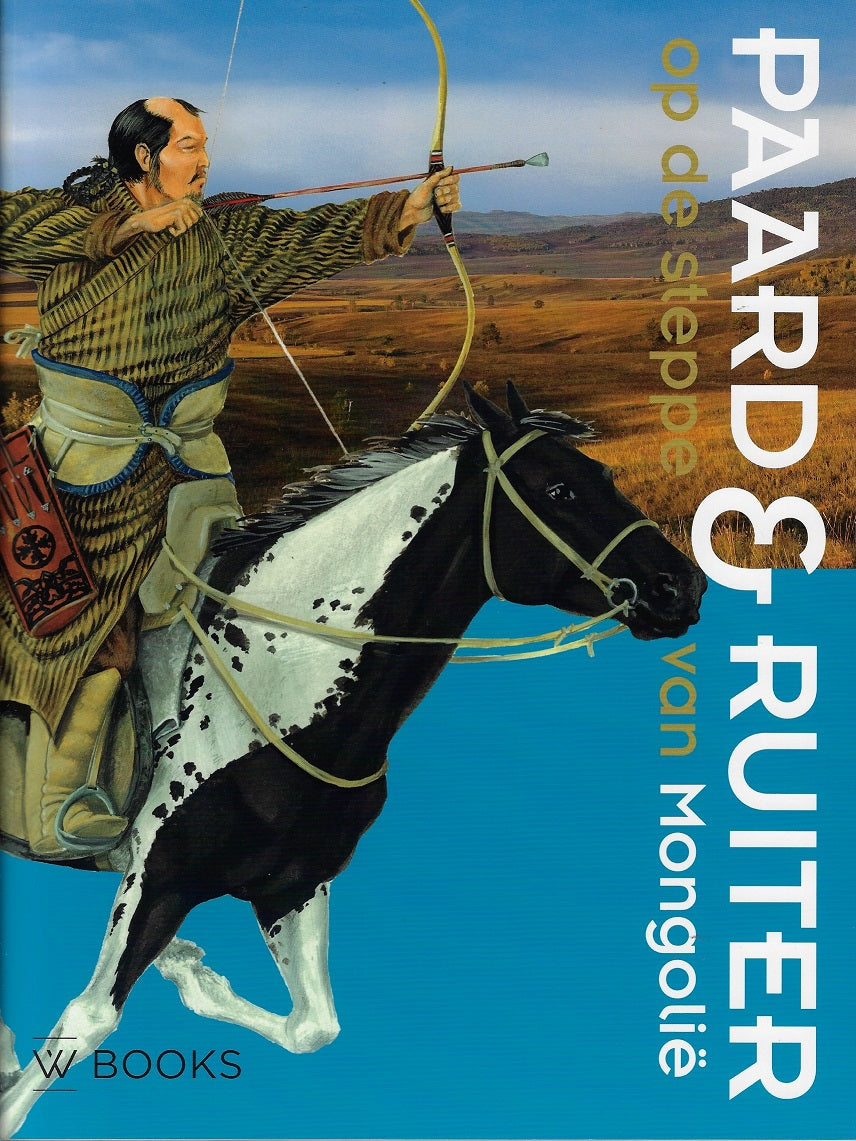 Paard en ruiter op de steppe van Mongolie