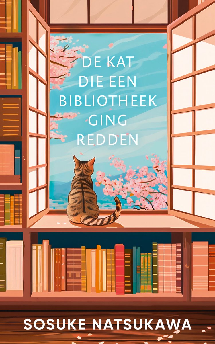 Omslag van De kat die een bibliotheek ging redden door Sosuke Natsukawa, tweedehands boek bij Boekhandel Bloks