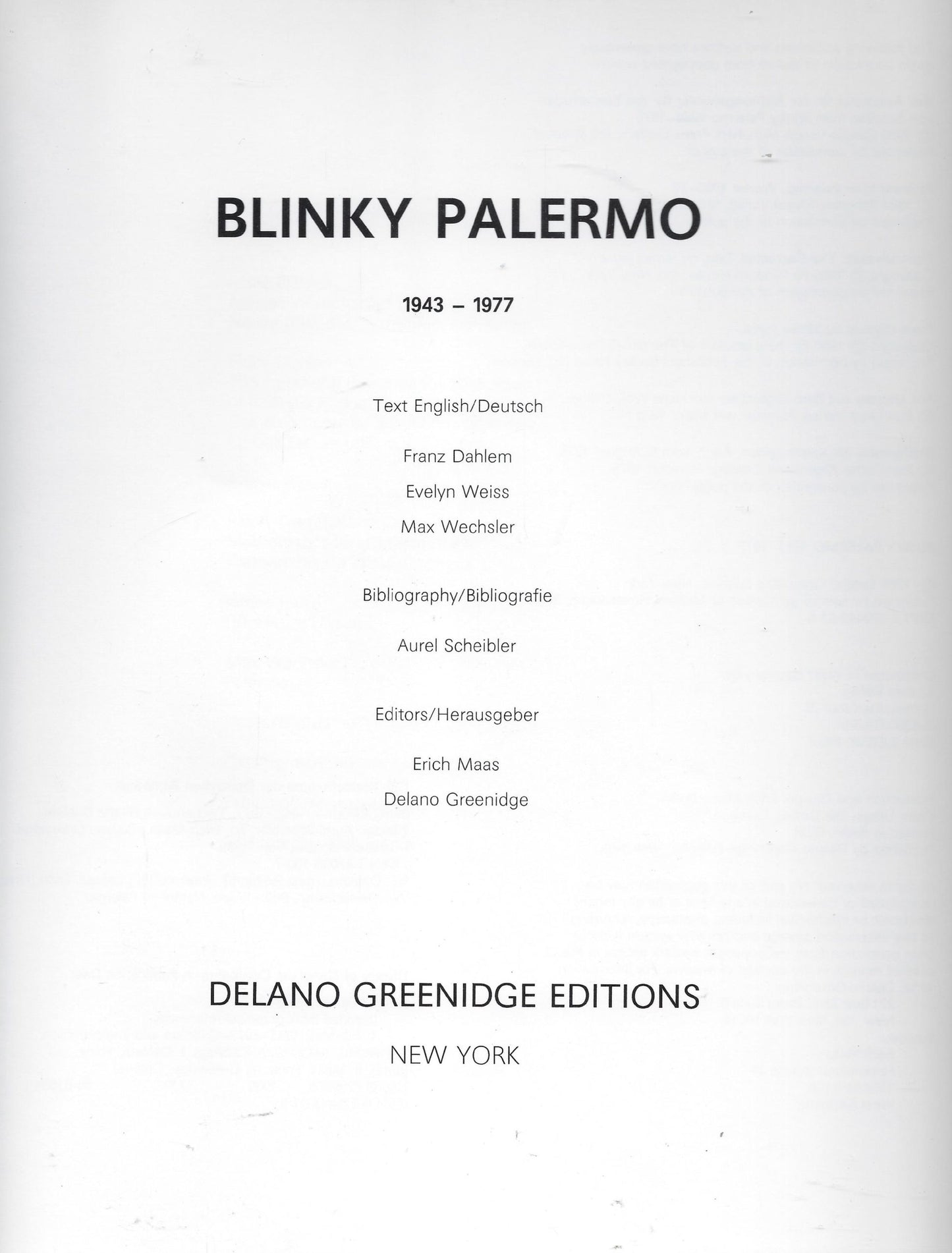 Blinky Palermo 1943-1977