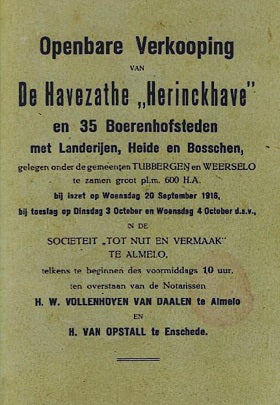 Beoogde veiling Herinckhave 1916